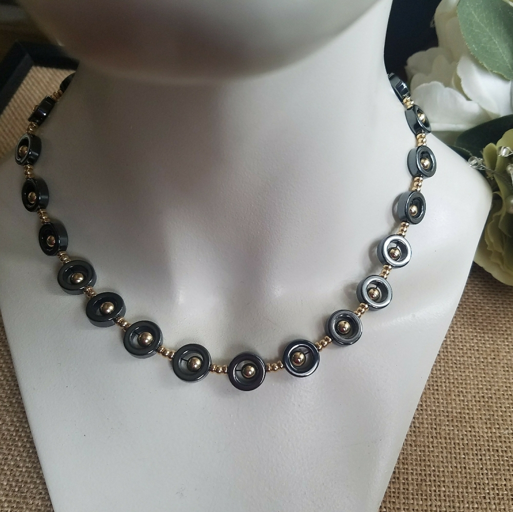 Hematite Necklace/Choker and 14kt Gold Filled